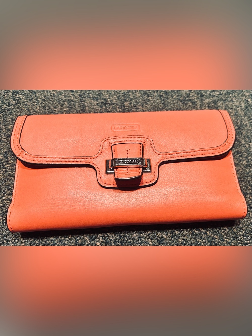 Vintage Coach Crossbody Shoulder Bag in Caramel and Coral AND Coach Coral Wallet - Picture 10 of 15